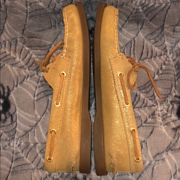 👀RARE sold out gold sparkle suede sperry a/o🔥8🔥 - Picture 6 of 7